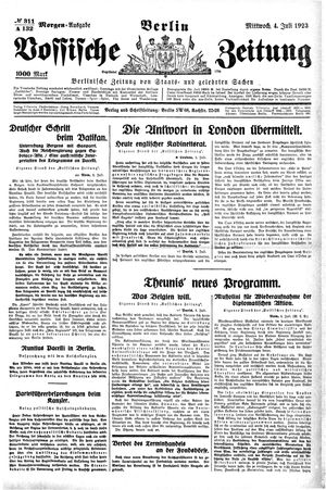 Vossische Zeitung on Jul 4, 1923