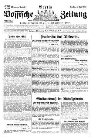 Vossische Zeitung on Jul 6, 1923