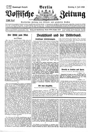 Vossische Zeitung vom 08.07.1923