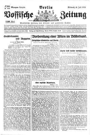 Vossische Zeitung vom 18.07.1923
