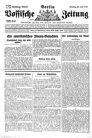 Vossische Zeitung on Jul 22, 1923