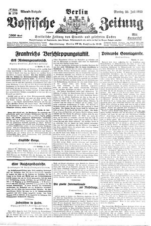 Vossische Zeitung vom 23.07.1923