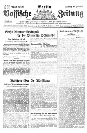 Vossische Zeitung vom 24.07.1923