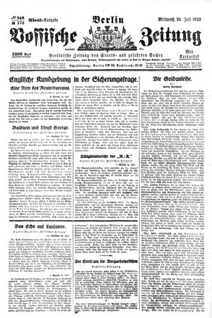 Vossische Zeitung vom 25.07.1923