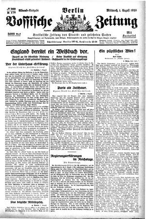 Vossische Zeitung vom 01.08.1923