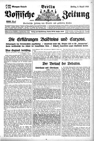 Vossische Zeitung vom 03.08.1923