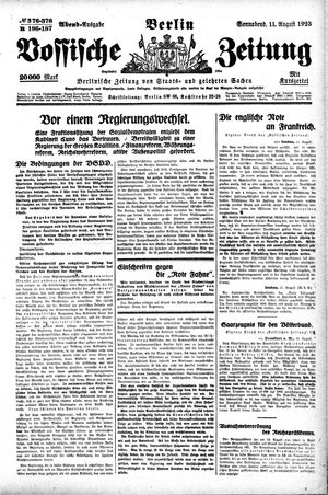 Vossische Zeitung vom 11.08.1923