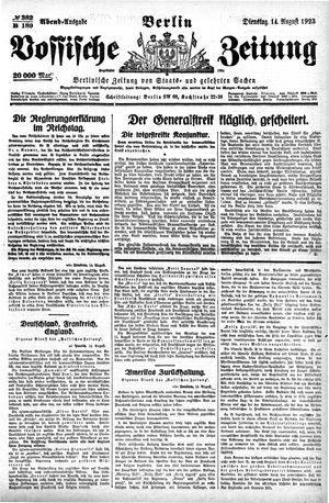 Vossische Zeitung vom 14.08.1923