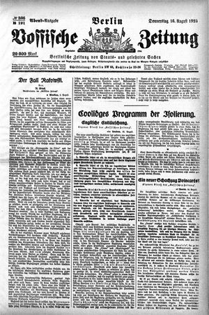 Vossische Zeitung vom 16.08.1923