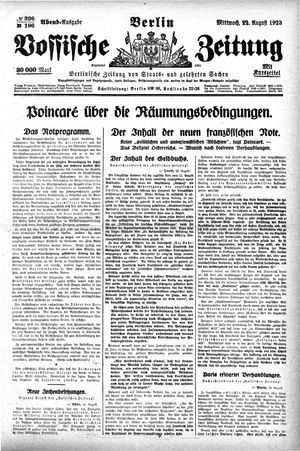 Vossische Zeitung on Aug 22, 1923