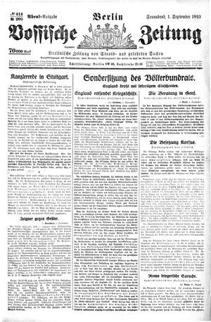 Vossische Zeitung vom 01.09.1923