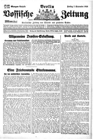 Vossische Zeitung vom 07.09.1923