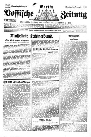 Vossische Zeitung vom 09.09.1923