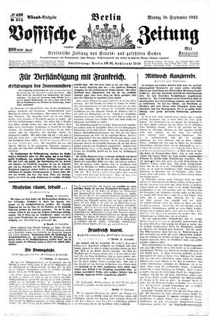 Vossische Zeitung vom 10.09.1923