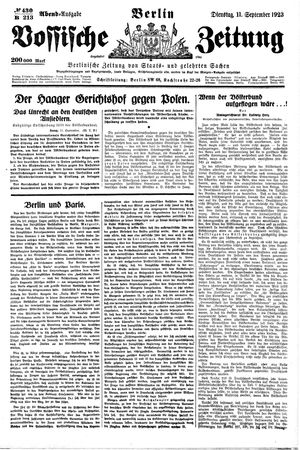 Vossische Zeitung vom 11.09.1923