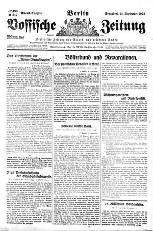 Vossische Zeitung vom 15.09.1923