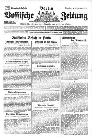 Vossische Zeitung vom 16.09.1923