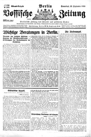 Vossische Zeitung vom 22.09.1923
