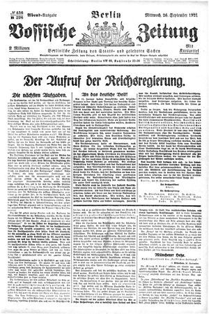 Vossische Zeitung vom 26.09.1923