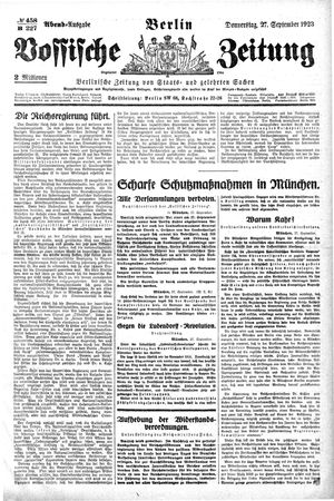 Vossische Zeitung vom 27.09.1923