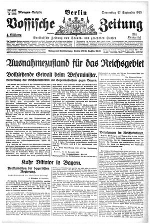 Vossische Zeitung vom 27.09.1923