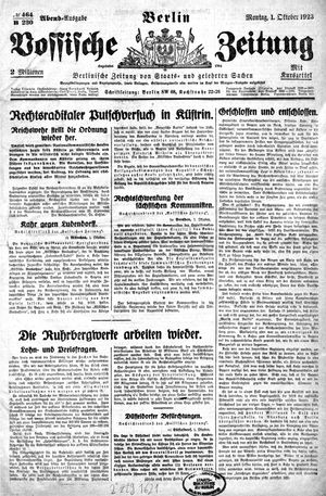 Vossische Zeitung on Oct 1, 1923