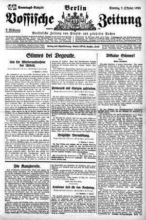 Vossische Zeitung on Oct 7, 1923