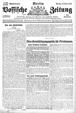 Vossische Zeitung vom 08.10.1923