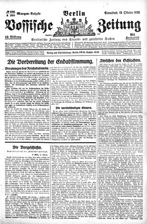 Vossische Zeitung vom 13.10.1923