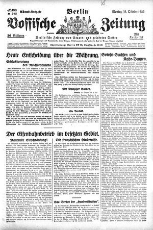 Vossische Zeitung vom 15.10.1923