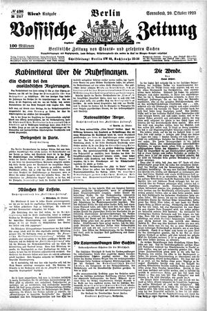 Vossische Zeitung vom 20.10.1923