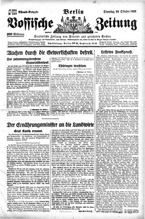 Vossische Zeitung vom 23.10.1923