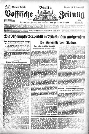 Vossische Zeitung on Oct 23, 1923