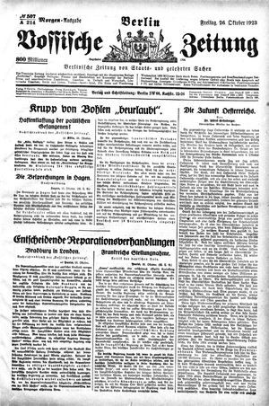 Vossische Zeitung on Oct 26, 1923