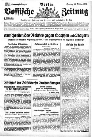 Vossische Zeitung vom 28.10.1923