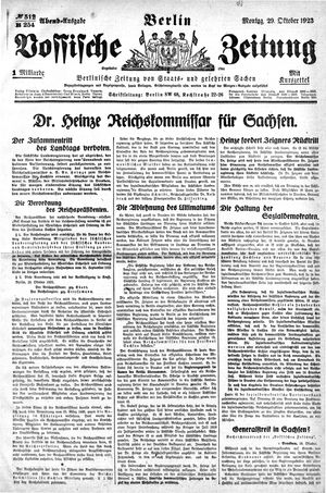 Vossische Zeitung vom 29.10.1923