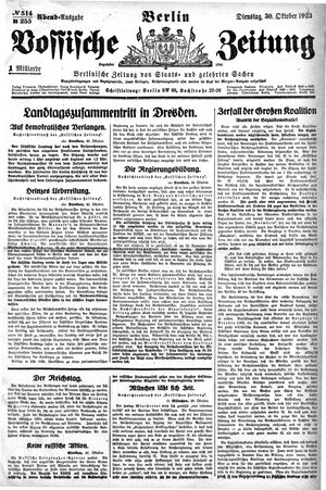 Vossische Zeitung vom 30.10.1923
