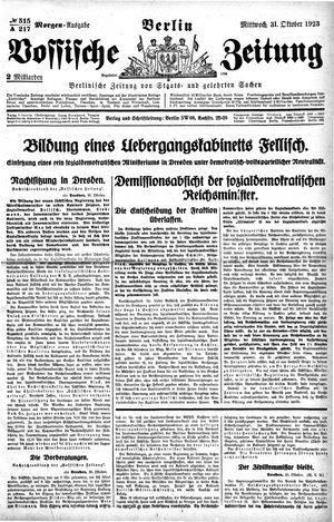 Vossische Zeitung vom 31.10.1923