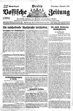 Vossische Zeitung vom 01.11.1923