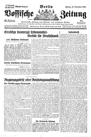 Vossische Zeitung vom 16.11.1923