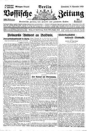 Vossische Zeitung vom 17.11.1923