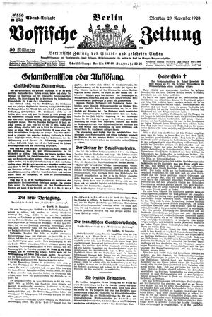 Vossische Zeitung on Nov 20, 1923