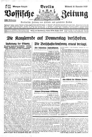 Vossische Zeitung vom 21.11.1923