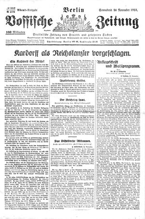 Vossische Zeitung vom 24.11.1923