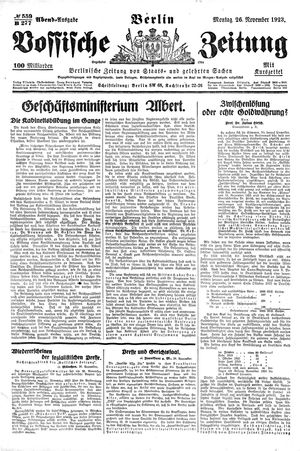 Vossische Zeitung vom 26.11.1923