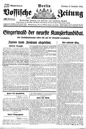 Vossische Zeitung vom 27.11.1923