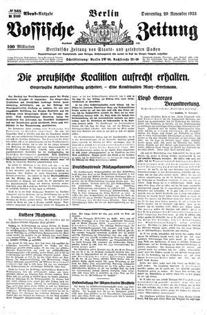 Vossische Zeitung vom 29.11.1923