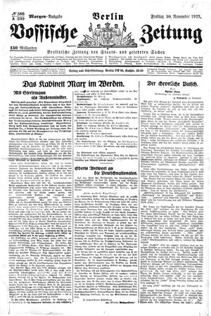 Vossische Zeitung vom 30.11.1923