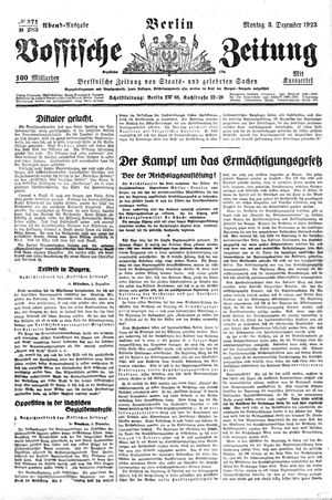 Vossische Zeitung vom 03.12.1923