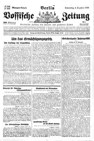 Vossische Zeitung vom 06.12.1923